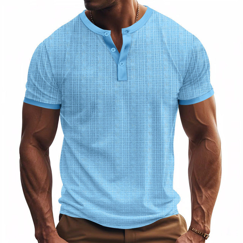 Breathable Men's Casual Buttoned Henley Shirt Top