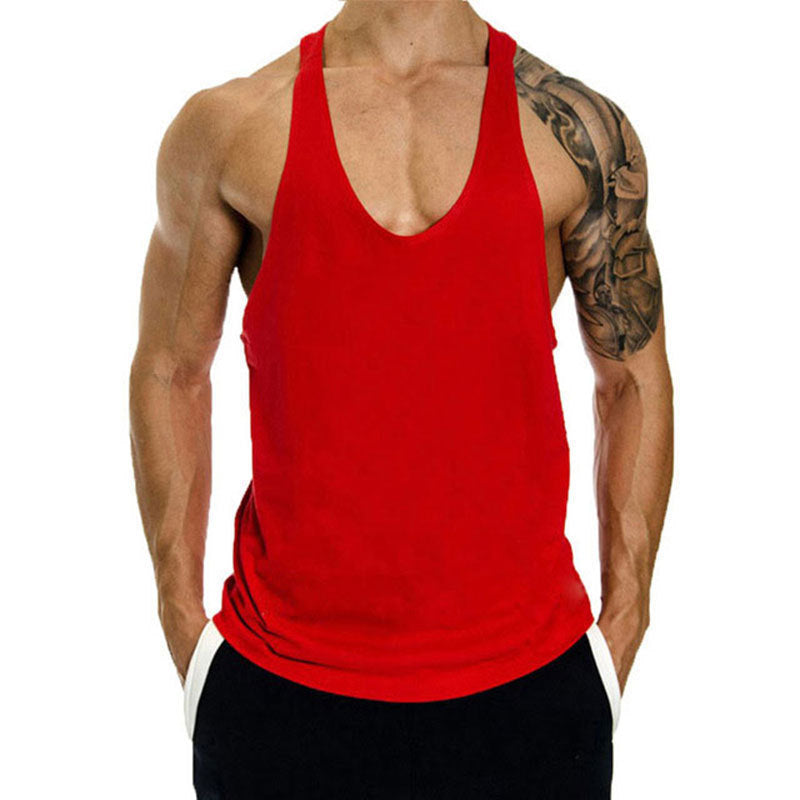 Gym Loose Leisure Muscle Sports Vest Men's I-Shaped Tank Top Breathable Sleeveless T-Shirt