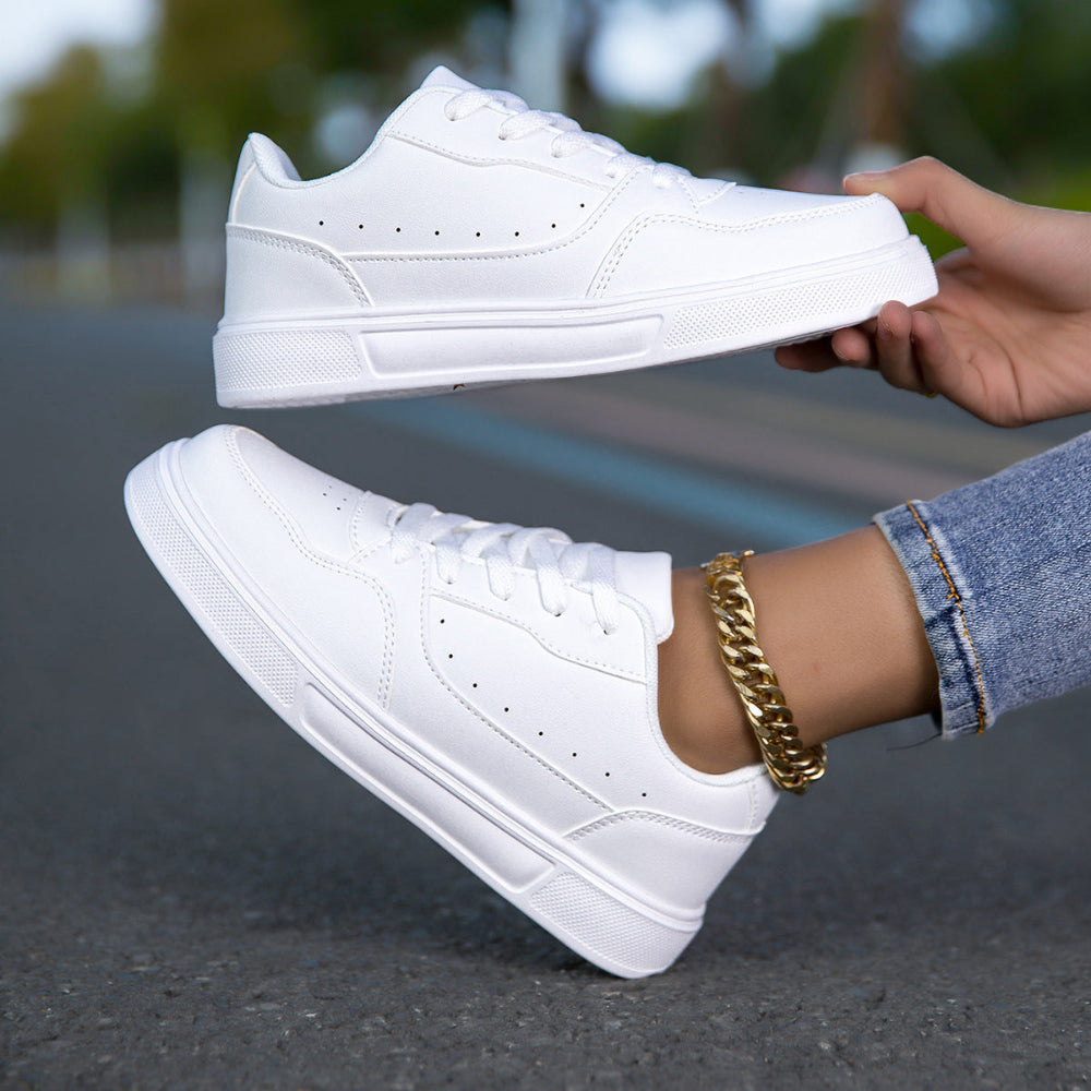 Breathable White Korean Casual Sneakers