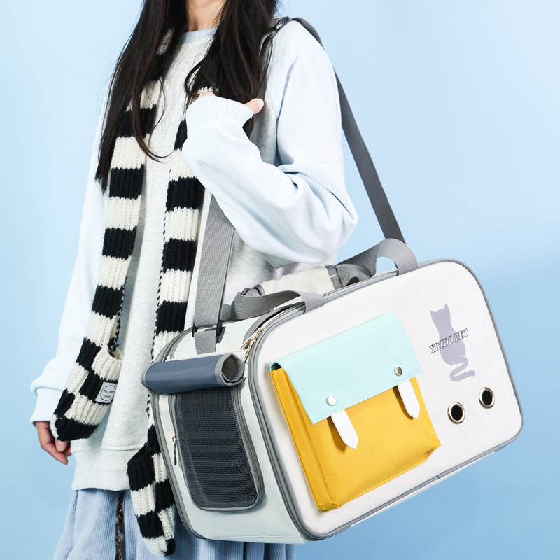 Outdoor Portable Pet Shoulder Bag Large Capacity Breathable Cat Carrying Bag