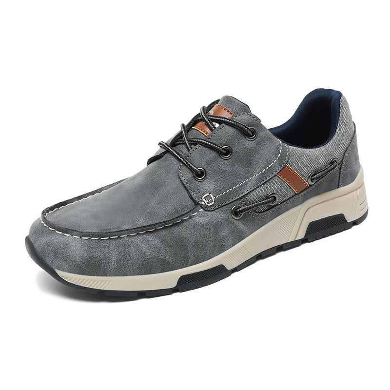 Leather Breathable Sneakers Men's Plus Size Casual Commuter Shoes