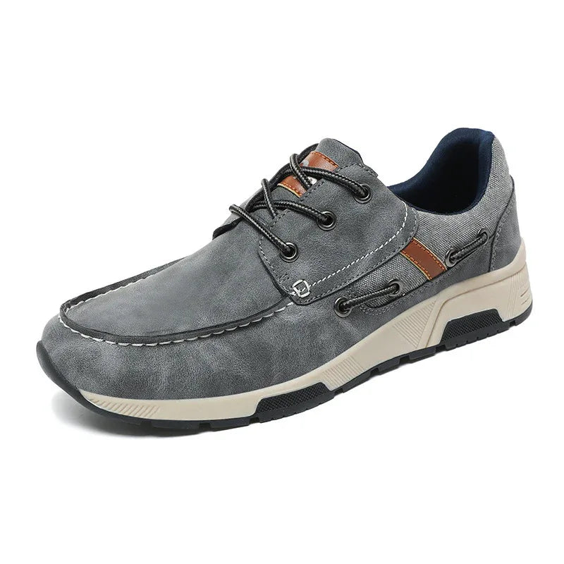 Leather Breathable Sneakers Men's Plus Size Casual Commuter Shoes