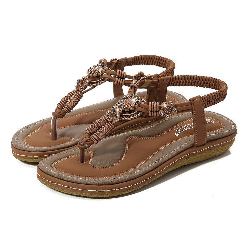 Women's Bead Woven Flat Bottom Casual Sandals