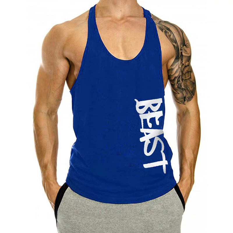 Gym Loose Leisure Muscle Sports Vest Men's I-Shaped Tank Top Breathable Sleeveless T-Shirt