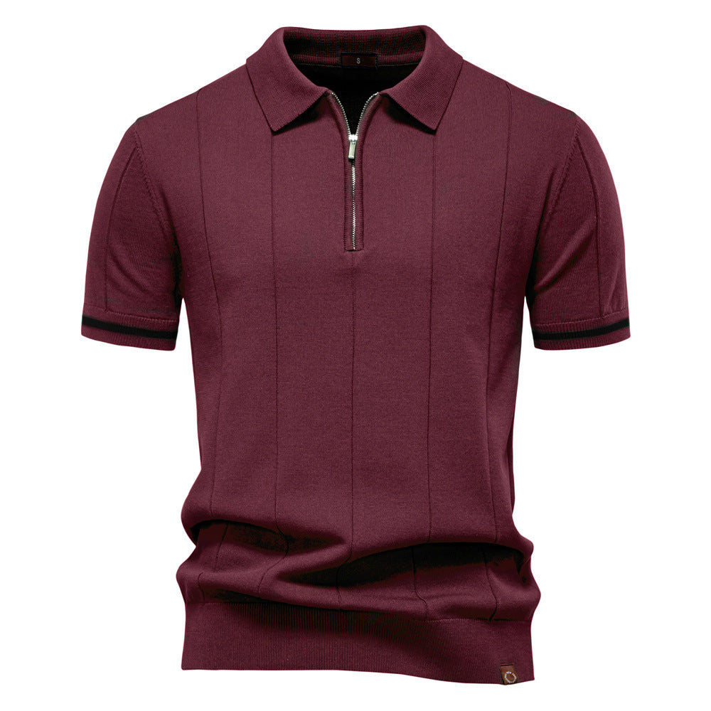 Men's Business Casual Short Sleeve Polo Polo Shirt With Zipper