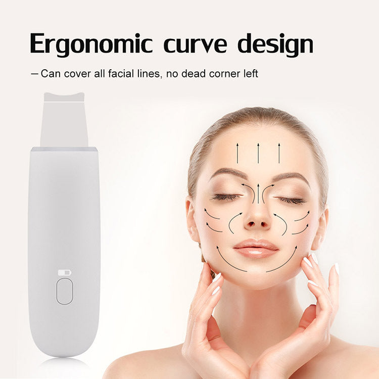 Exfoliating Ultrasonic Skin Scrubber Beauty Device With Ergonomic Curve Design