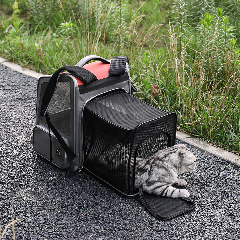 Expandable Breathable Comfortable Dog Cat Pet Backpack.