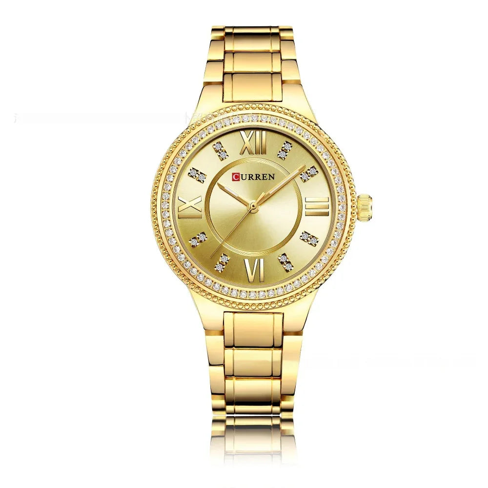 Women's Quartz Fashion Waterproof Diamond Steel Watch