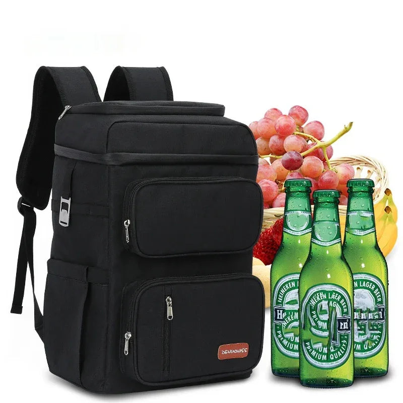 Black Double-Layer Thermal Preservation Unisex Backpack