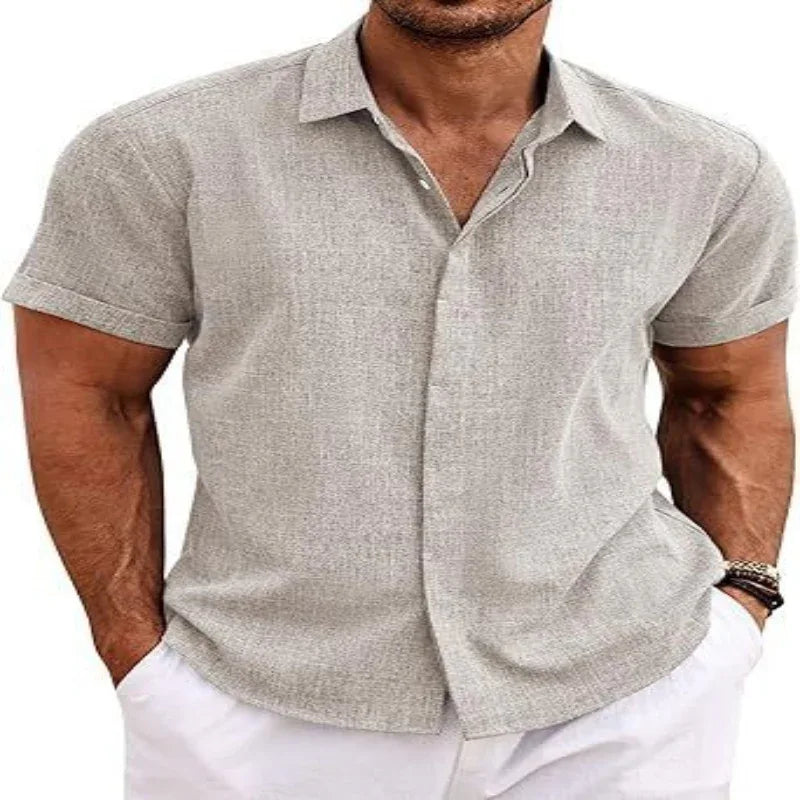 Men's Solid Color Short Sleeve Shirt