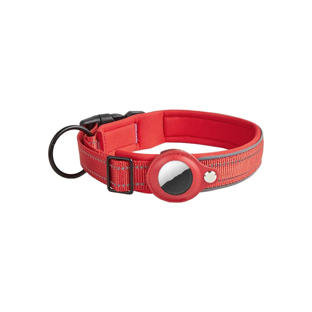 Airtag Leather Case Nylon Dog Cat Pet Anti-Lost Location Tracker Collar.