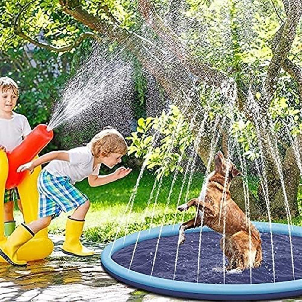 Dog Sprinkler Outdoor Toys Dog Swimming Mat Anti-Slip Dog Pool Splash Pad