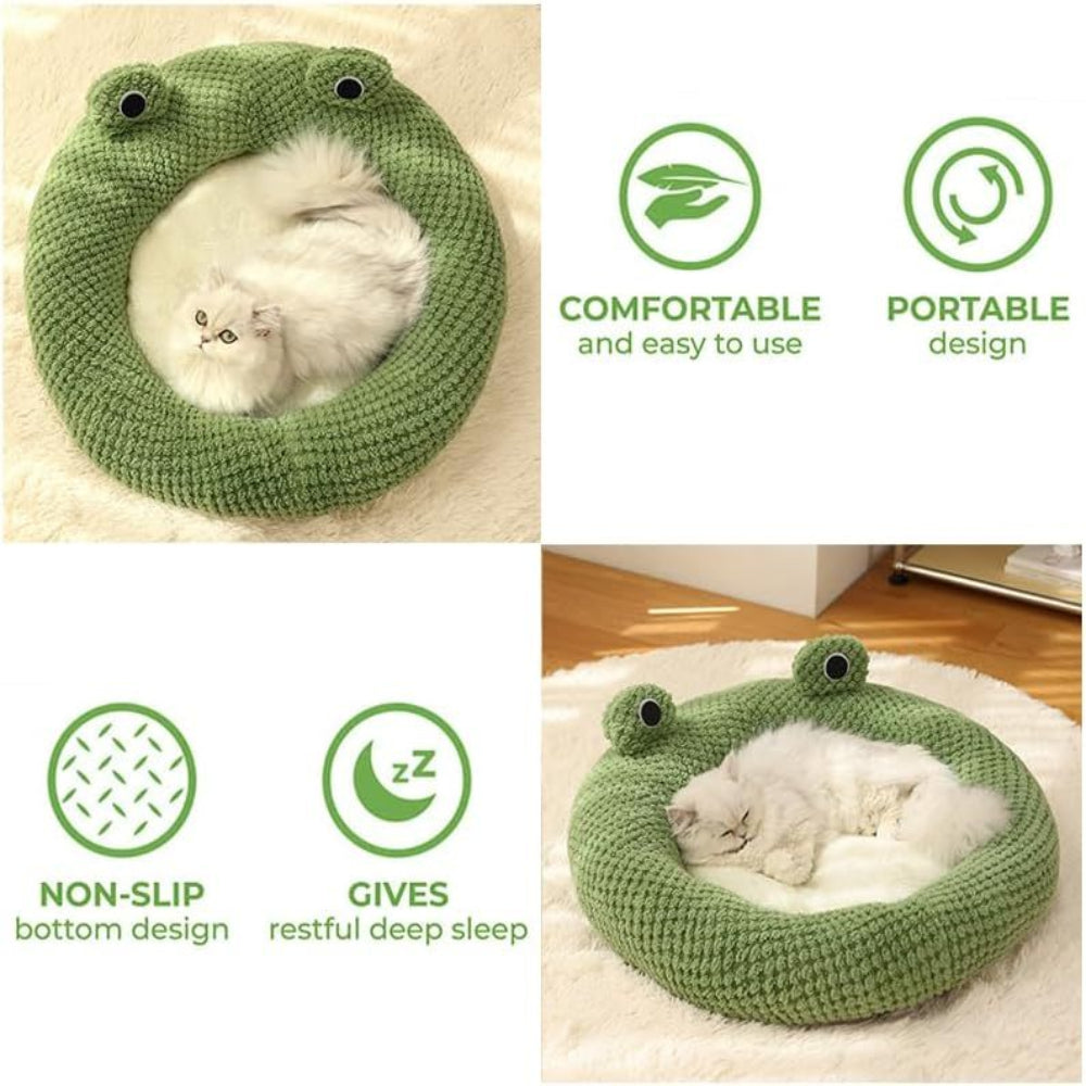 Cartoon Frog Shaped Cute Comfortable Cat Dog Pet Bed.