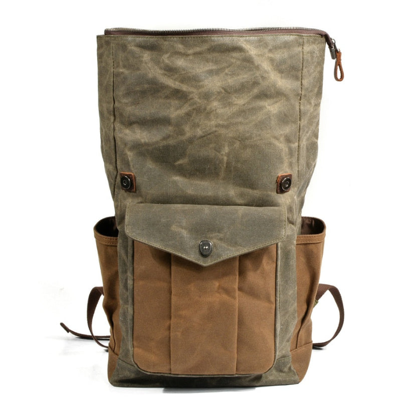 Oil wax Canvas Mountaineering Hiking Camping Bag School Unisex Backpack