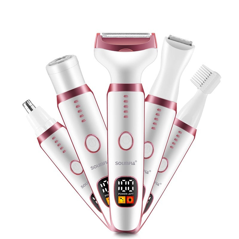 Five-In-One Lady Body Hair Shaver Women's Electric Private Part Hair Trimmer Device