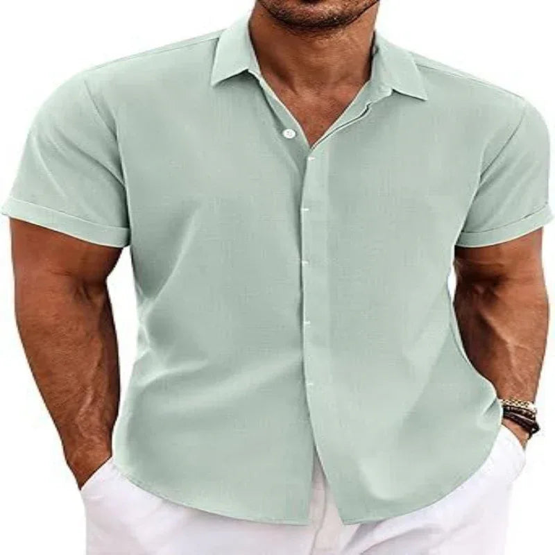 Men's Solid Color Short Sleeve Shirt