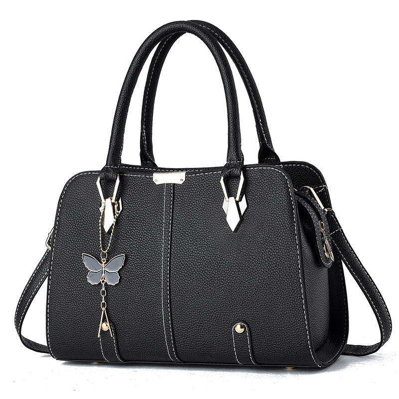 Women's Fashionable PU Leather Handbag With Butterfly Pendant