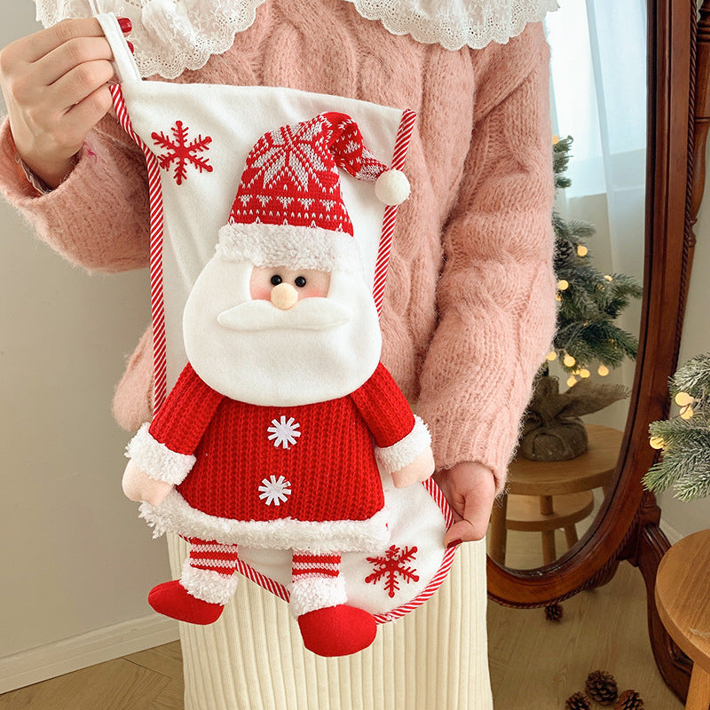 Christmas Decorations Knitted Three-Dimensional Snowman Santa Stockings Gift Bag