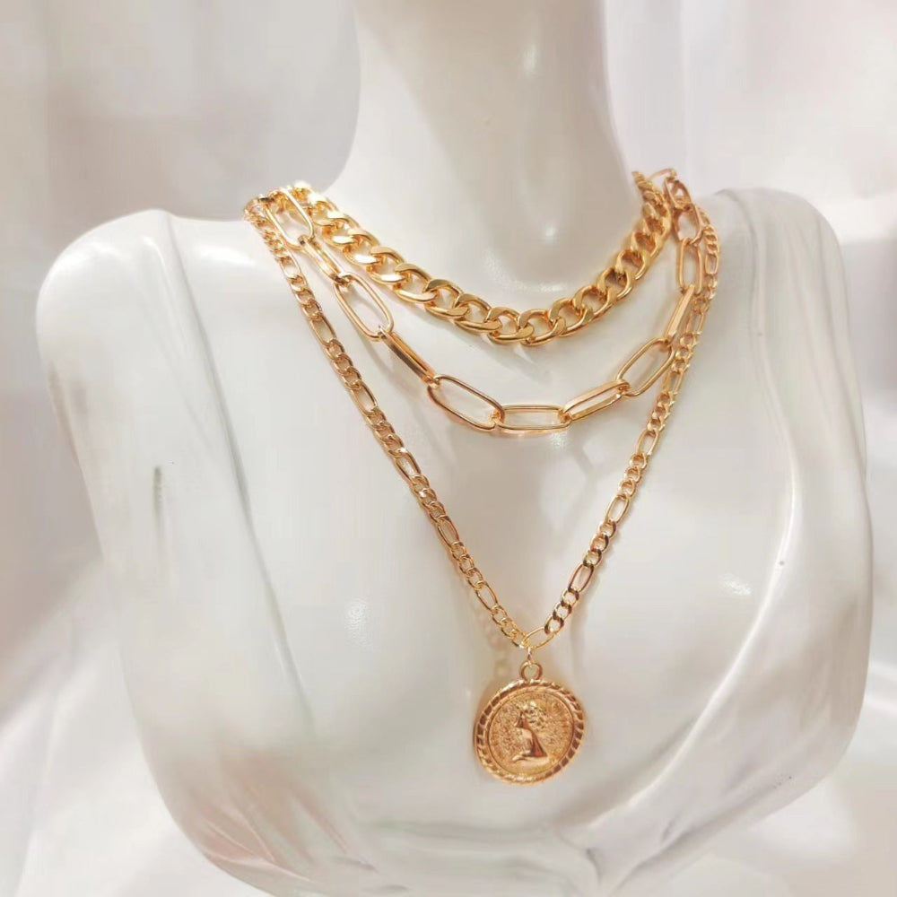 Fashionable All-Match Metal Alloy Multi-Layered Unisex Necklace
