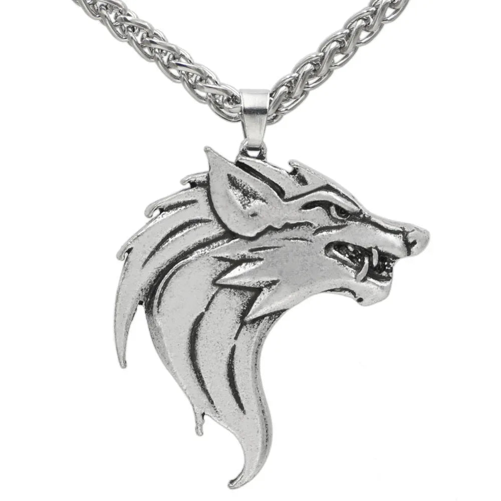 Men's Necklace With Wolf head Pendant