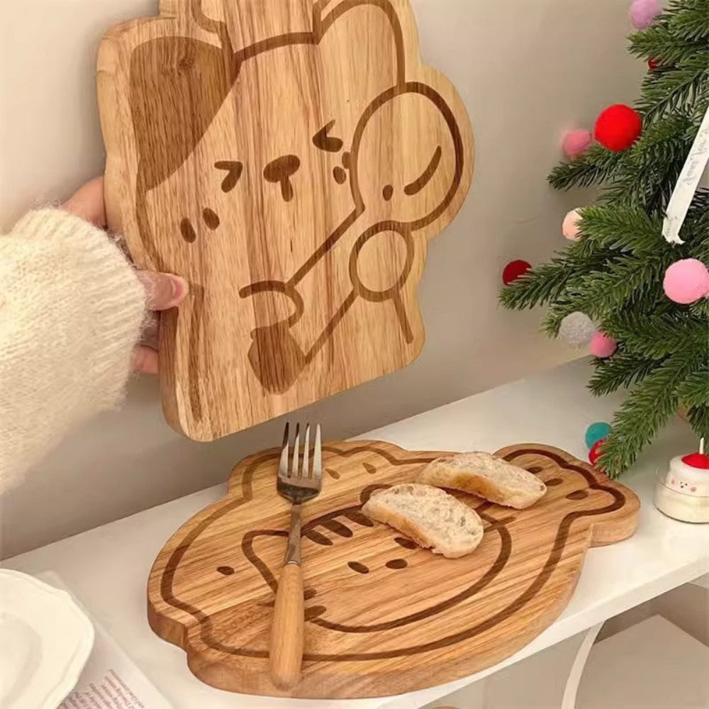 Kitchen Home Wooden Chopping Cutting Board Swing Tray In One