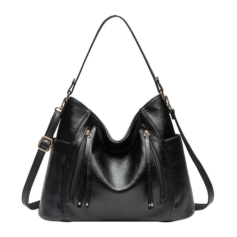 Fashionable Elegant Leather Handbag With Detachable Shoulder Strap