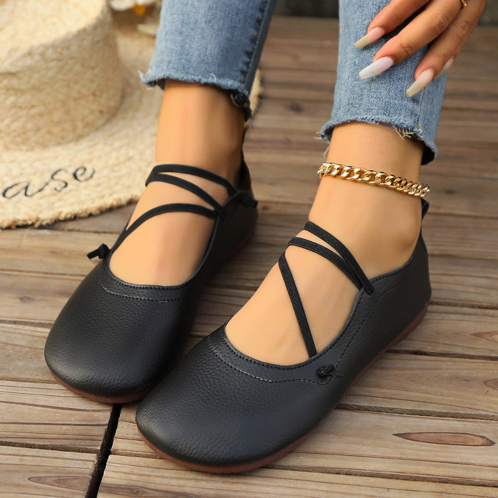 Fashion Square Toe Flats Shoes Shallow Slip-On Loafers Casual Cozy Shoes