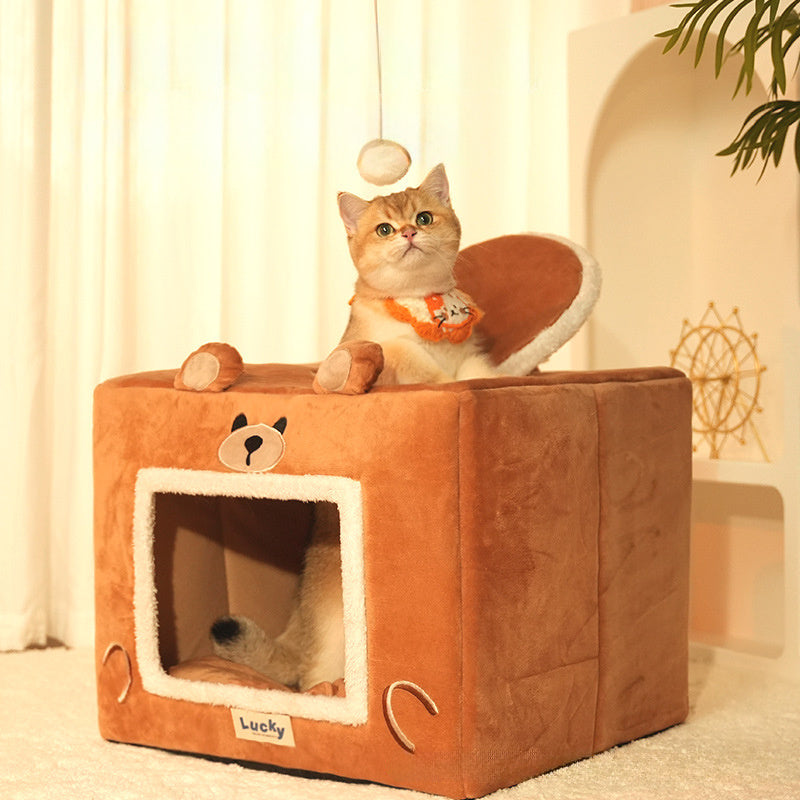 Cat House Dog Pet Bed Snooze Indoor Kennel Self Warming Sleeping Washable Removable Pet Tent Shelter.
