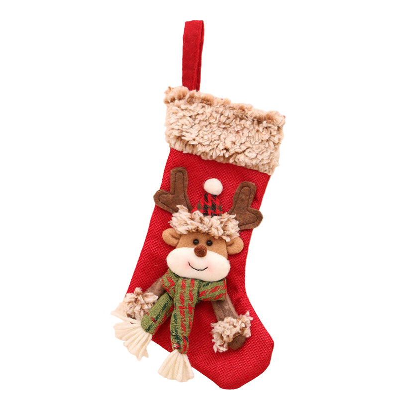 Three-Dimensional Linen Plush Christmas Socks Hanging Decorations
