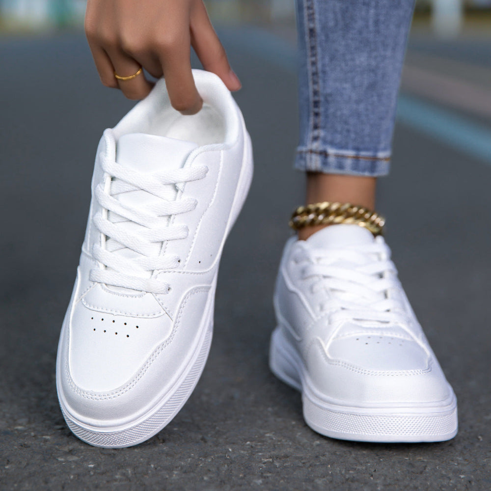 Breathable White Korean Casual Sneakers