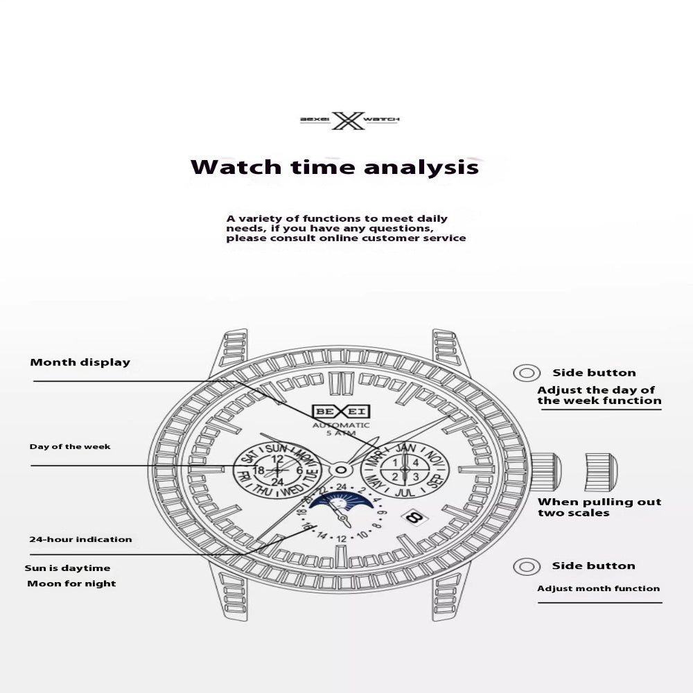 Men's Elegant Diamond Bezel Mechanical Watch