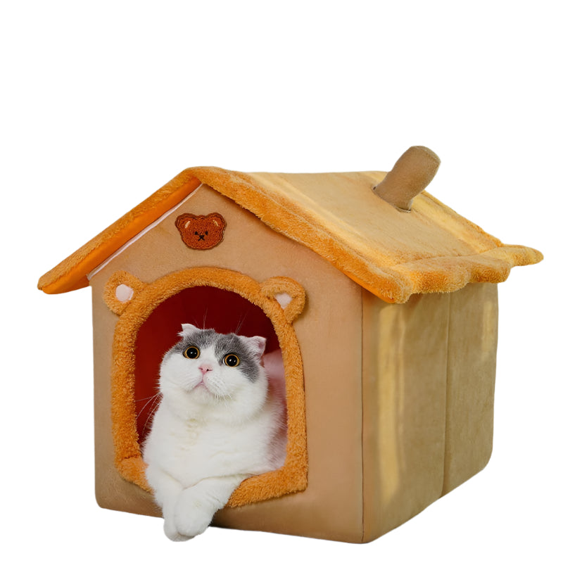 Cute Universal Pet Dog Cat House With Removable And Washable Pet Bed.