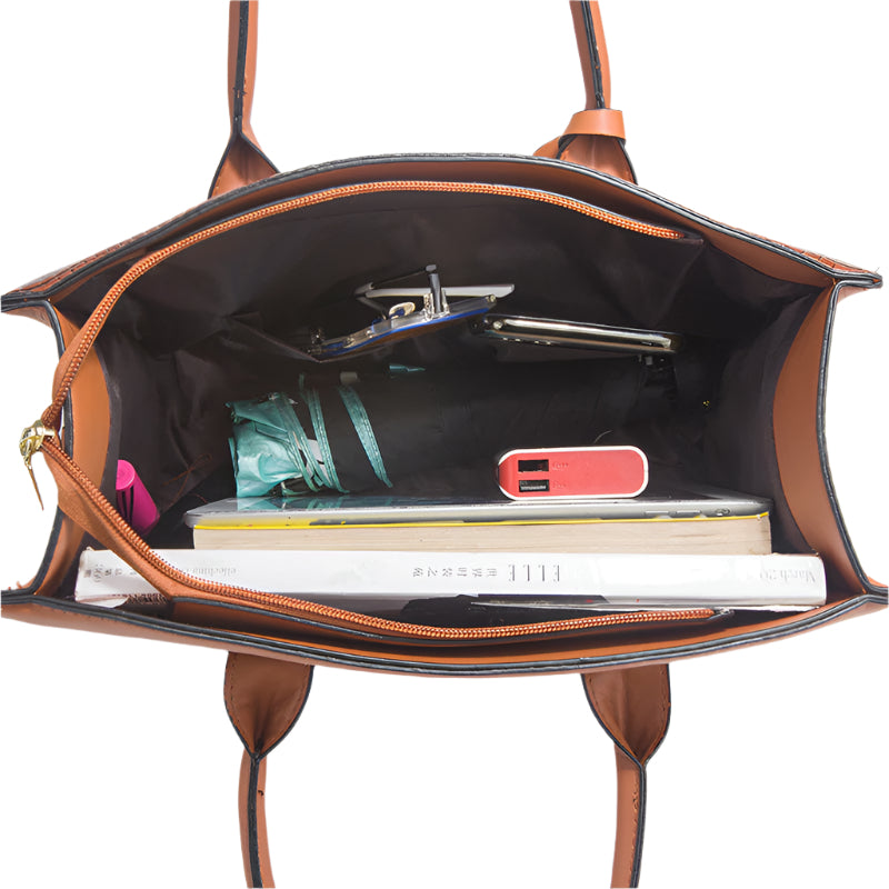 Women's Handbag PU Leather Shoulder Bag Three-Piece Set.