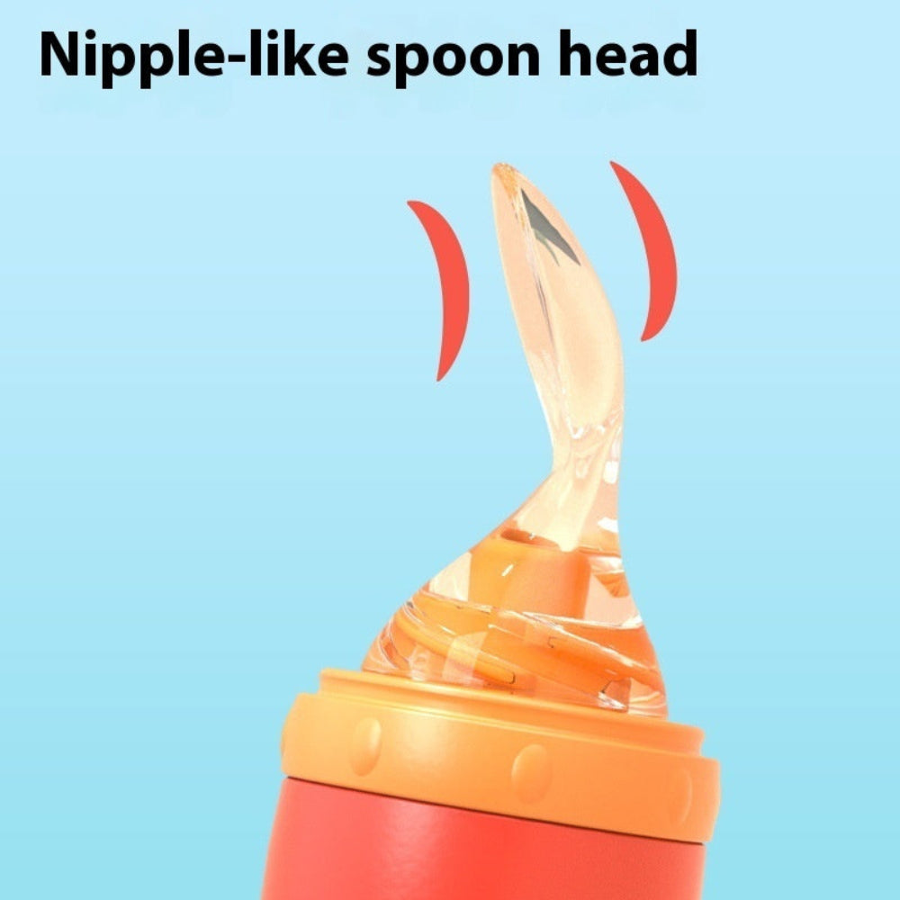 Silicone 90ml Capacity Milk Feeding Bottles With Spoon For Babies Aged 6 Months And Above