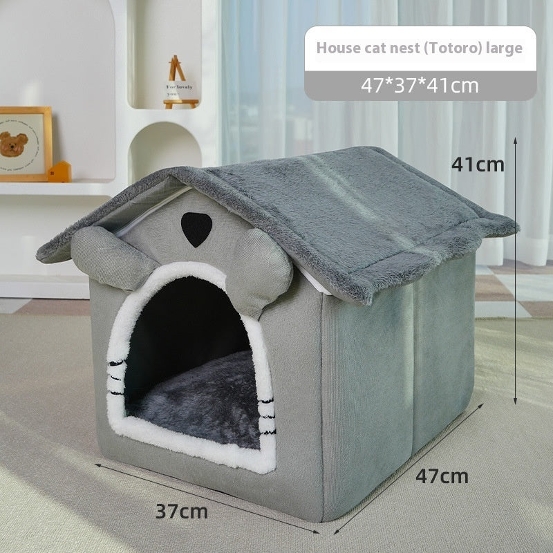 Cute Universal Pet Dog Cat House With Removable And Washable Pet Bed.
