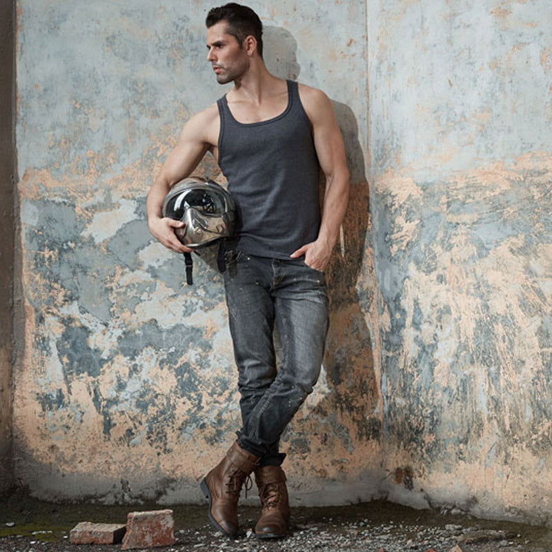 Leather Side Zipper Boots For Men Motorcycle Riding Shoes