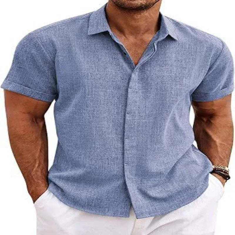 Men's Solid Color Short Sleeve Shirt
