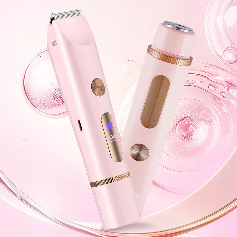 Versatile Armpit Private Area Electric Body Hair Lady Shaver With Two Heads