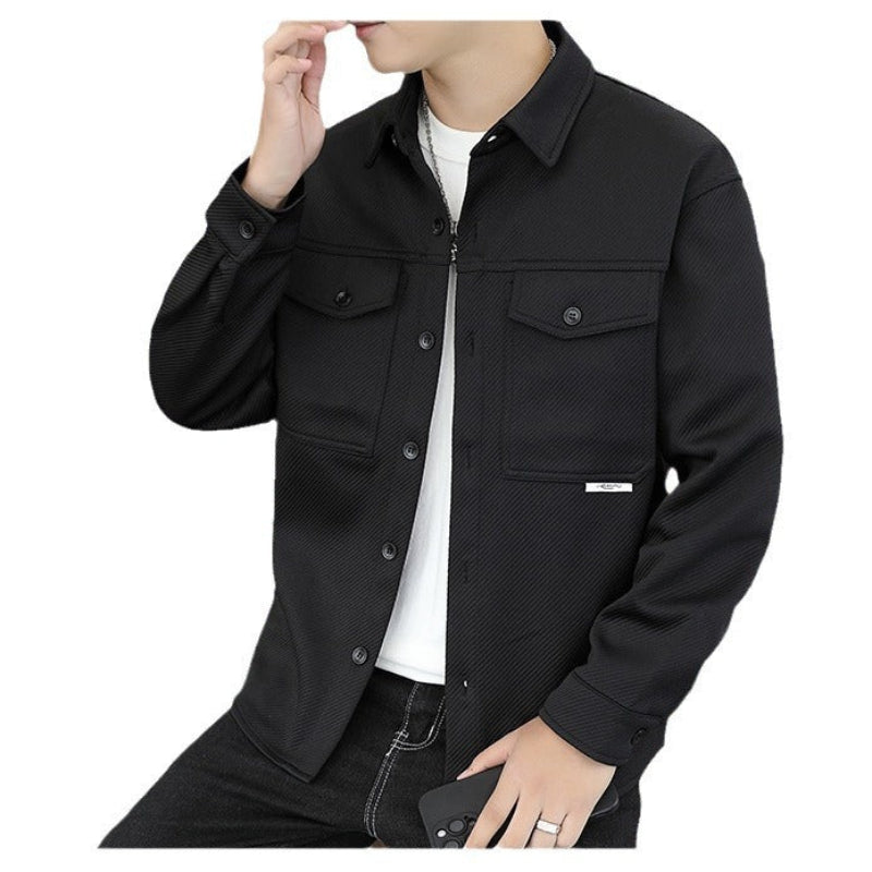 Twill Knitted Men's Lapel Jacket Coat