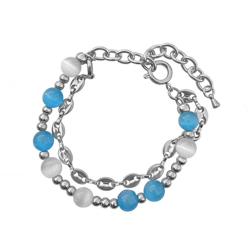 Women's Titanium Steel Opal Bracelet