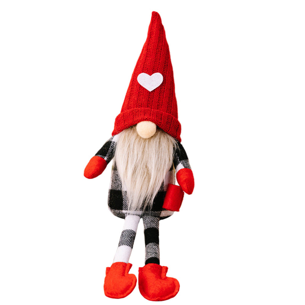Sitting Red Knitted Hat Faceless Christmas Doll Toy Decoration