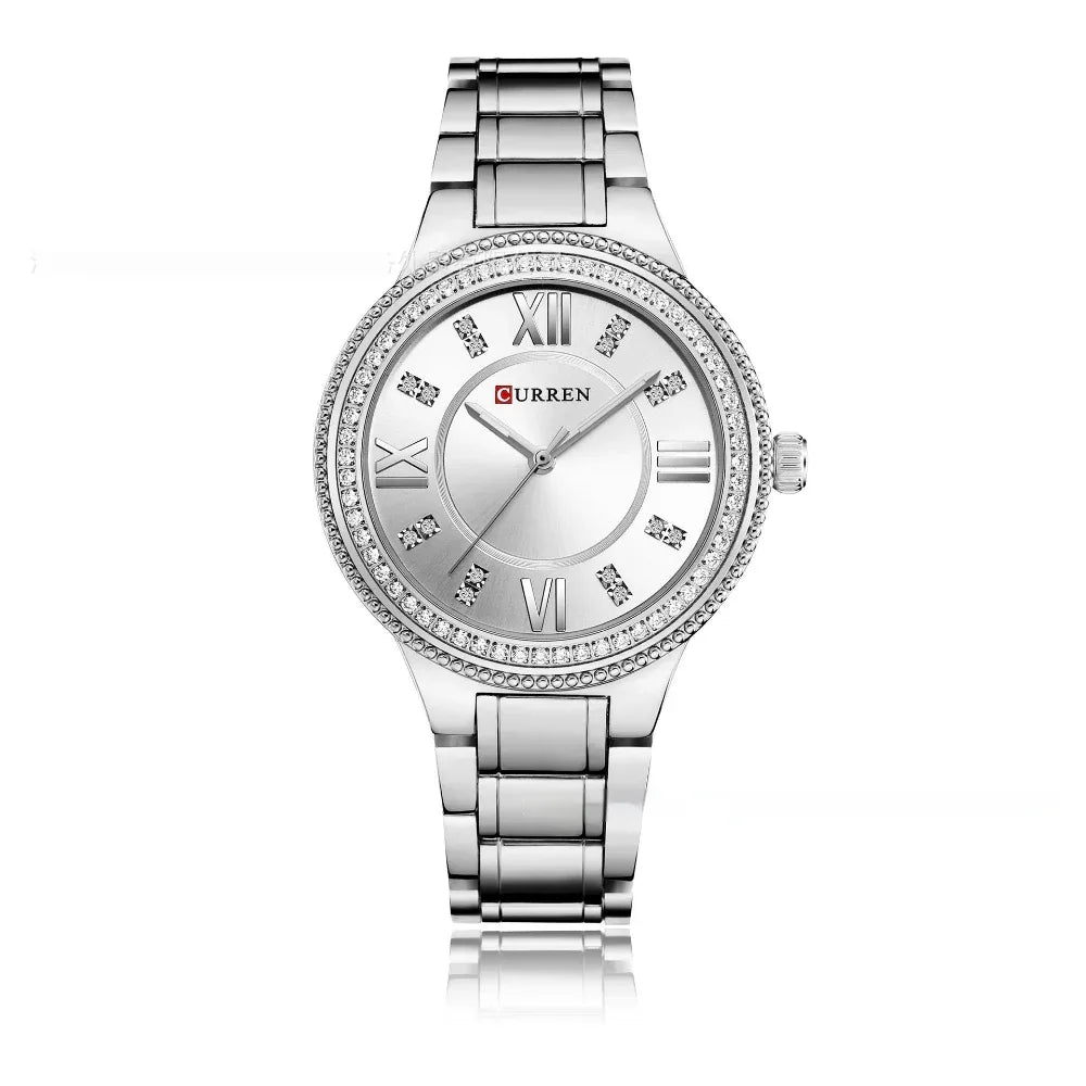 Women's Quartz Fashion Waterproof Diamond Steel Watch