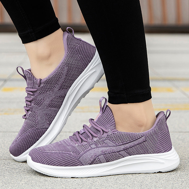Fly-Knit Sneakers Soft Bottom Non-Slip Women's Running Shoes
