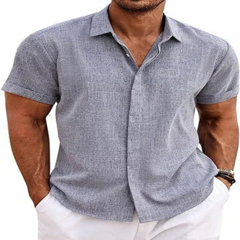 Men's Solid Color Short Sleeve Shirt