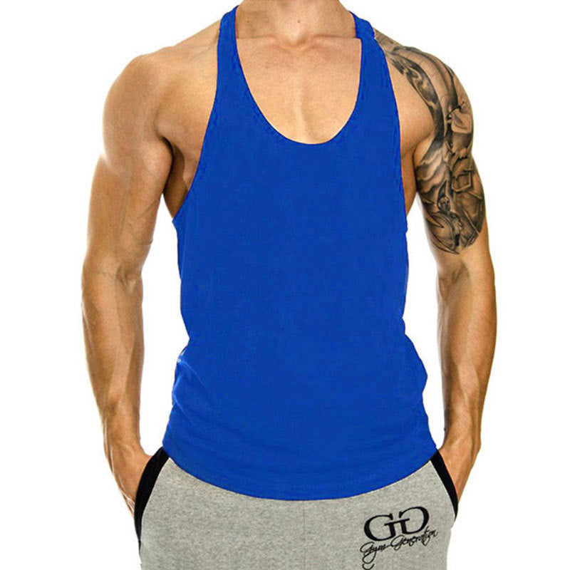 Gym Loose Leisure Muscle Sports Vest Men's I-Shaped Tank Top Breathable Sleeveless T-Shirt
