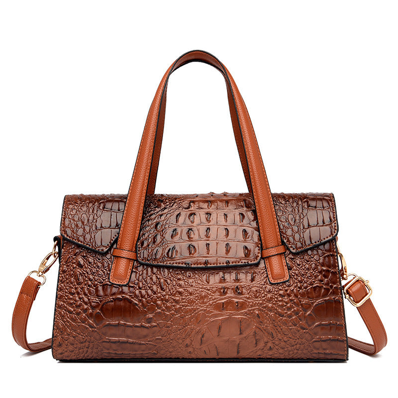 Soft Leather Fashionable Handbag With Large Capacity & Shoulder Strap
