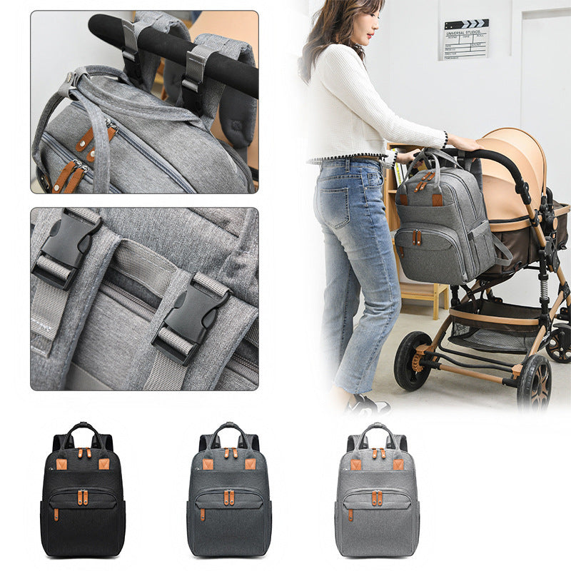 Maternity Unisex Diaper Bag With USB Charging Port Insulation Pockets Large Capacity And Portable Foldable Crib