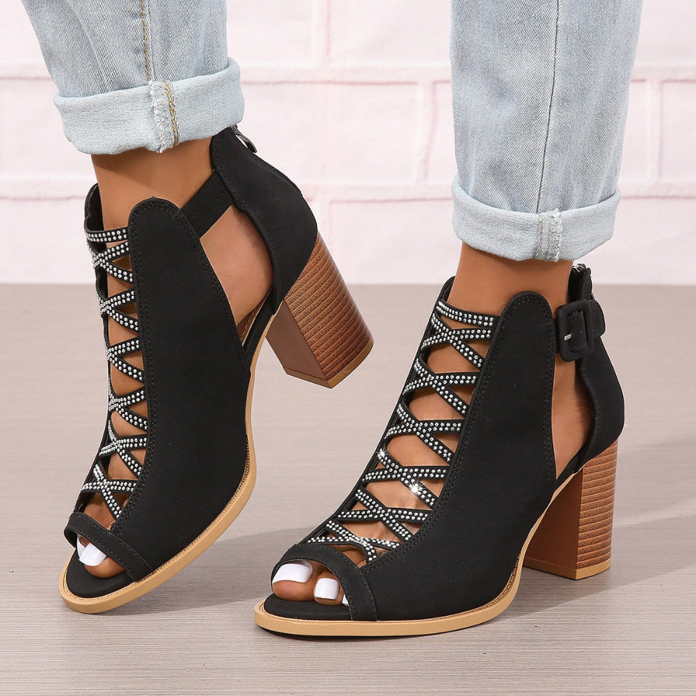 Fashionable Women's Chunky Shoes High Heel Sandals