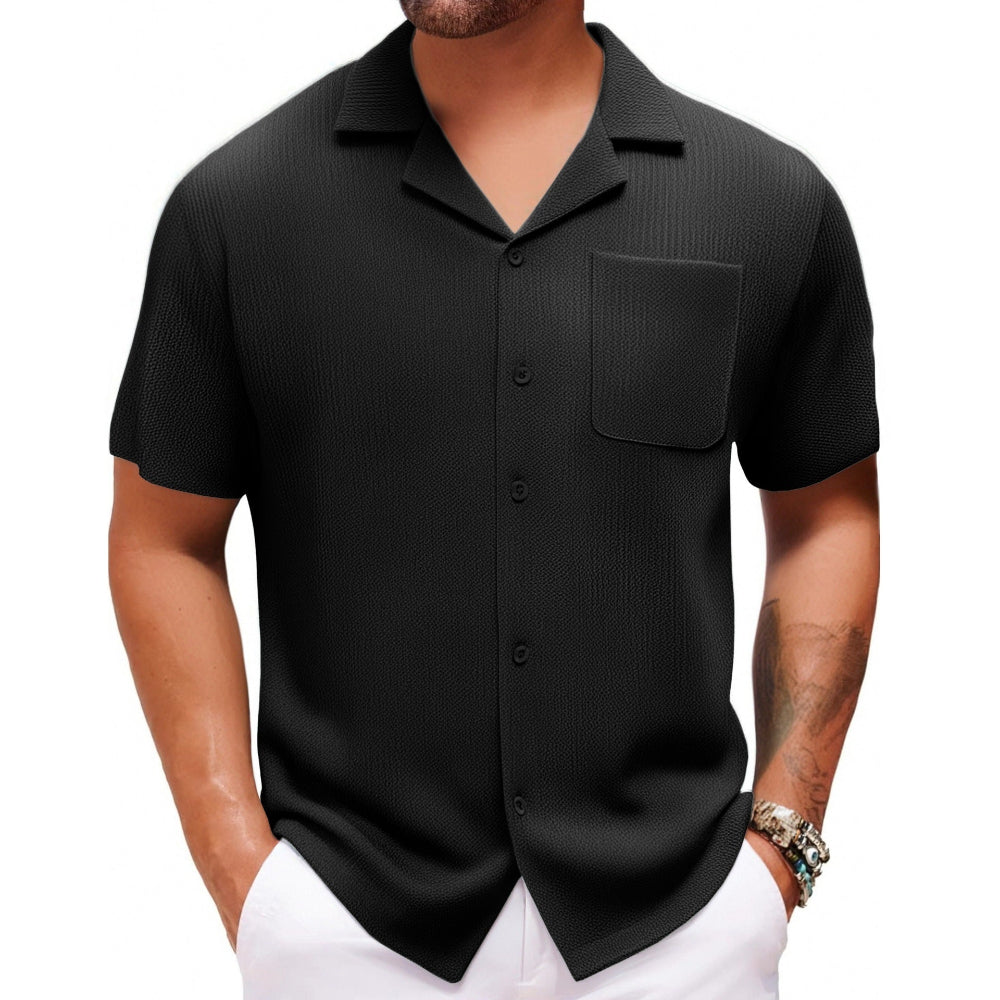 Men's Cuban Collar Short Sleeve Shirt Summer Vacation Style