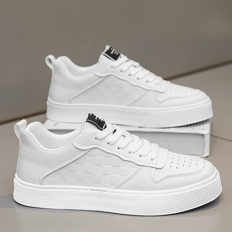 Casual Lace-Up Sneakers Men Fashion Breathable Plaid Flat Shoes